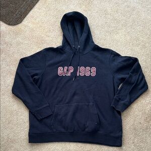 GAP Men's Navy Hoodie with Red Logo